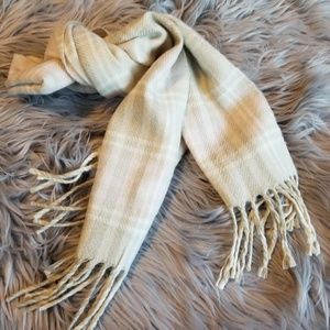 Cream and Pink Plaid Scarf